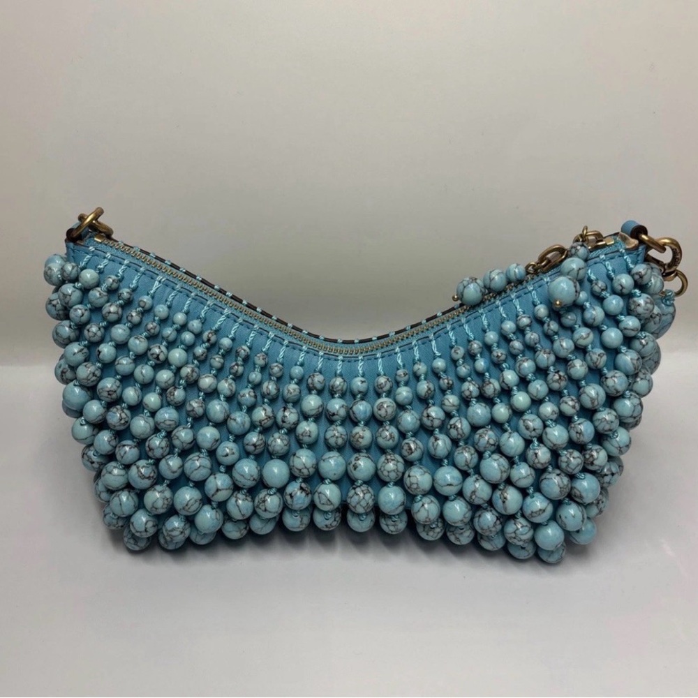 Cult Gaia Mercier Shoulder Bag Ibiza Turquoise Beaded Clutch NWT - Picture 3 of 6